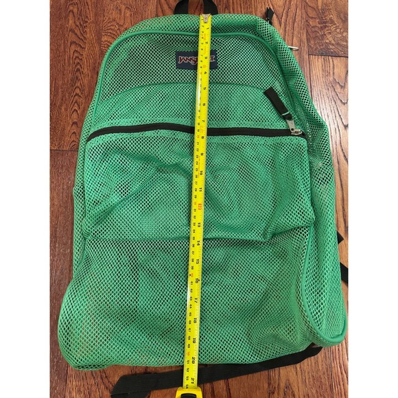 Jansport Green Mesh Backpack w/ Black Straps See Through Bookbag Beachbag - Picture 5 of 9